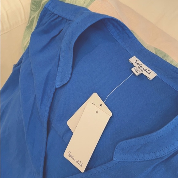 Splendid Tank Blue Mixed Media Surplice Tank NWT - Picture 5 of 5